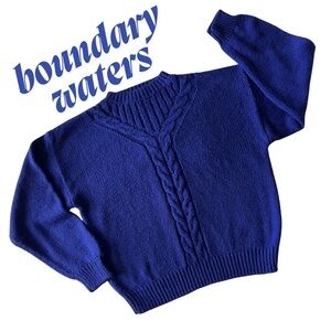 Shop Boundary Waters Royal Blue Cable Knit Sweater in Size L